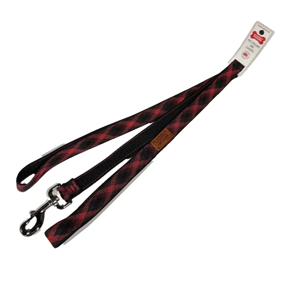 Stormy Kromer Dog Pet Leash 6 Foot Red Black Plaid Nylon
